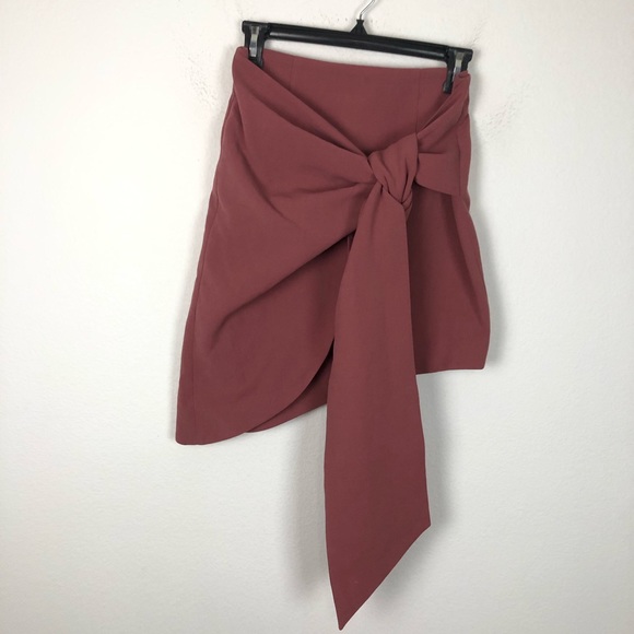 C/MEO Collective Dresses & Skirts - C/Meo Collective Wrap Tie Front Asymmetrical Mini Skirt Mauve Pink Size Small